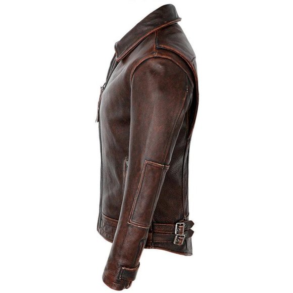 Bashwood Handmade Mens Jackson Front Side Pocket Brown Lambskin Leather Jacket - Picture 3 of 3